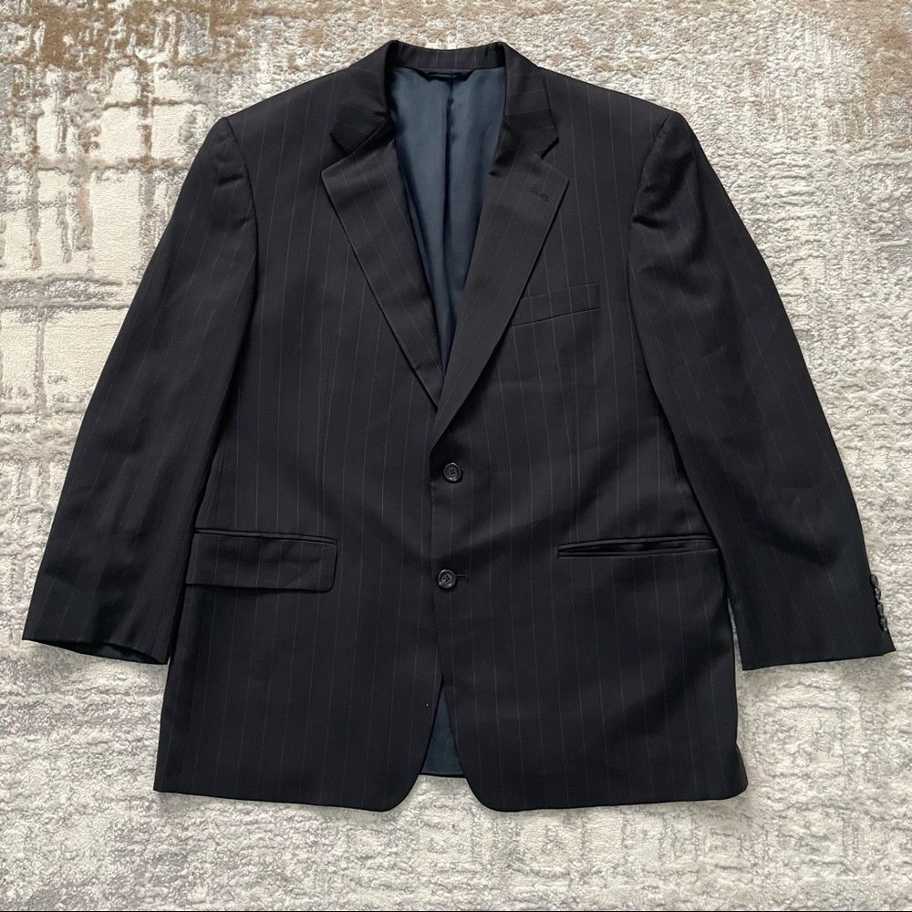 Men's Black Pinstripe Blazer